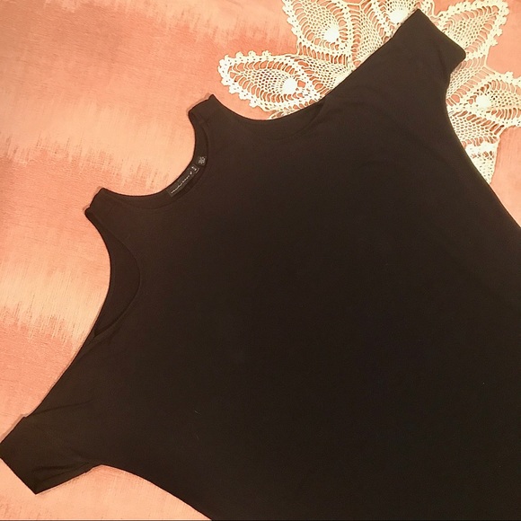 Cut out shoulder black jersey dress size s - Picture 3 of 6